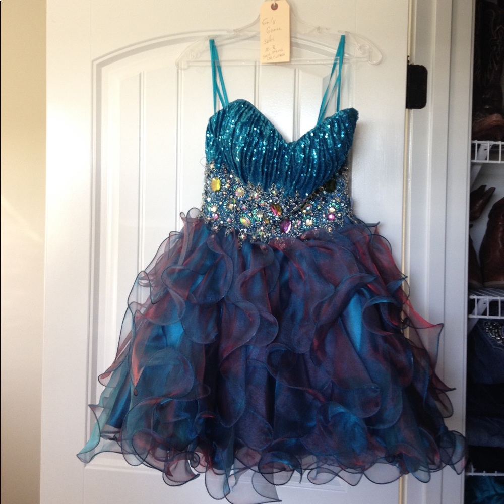 Short Blue Cocktail Prom Dress
